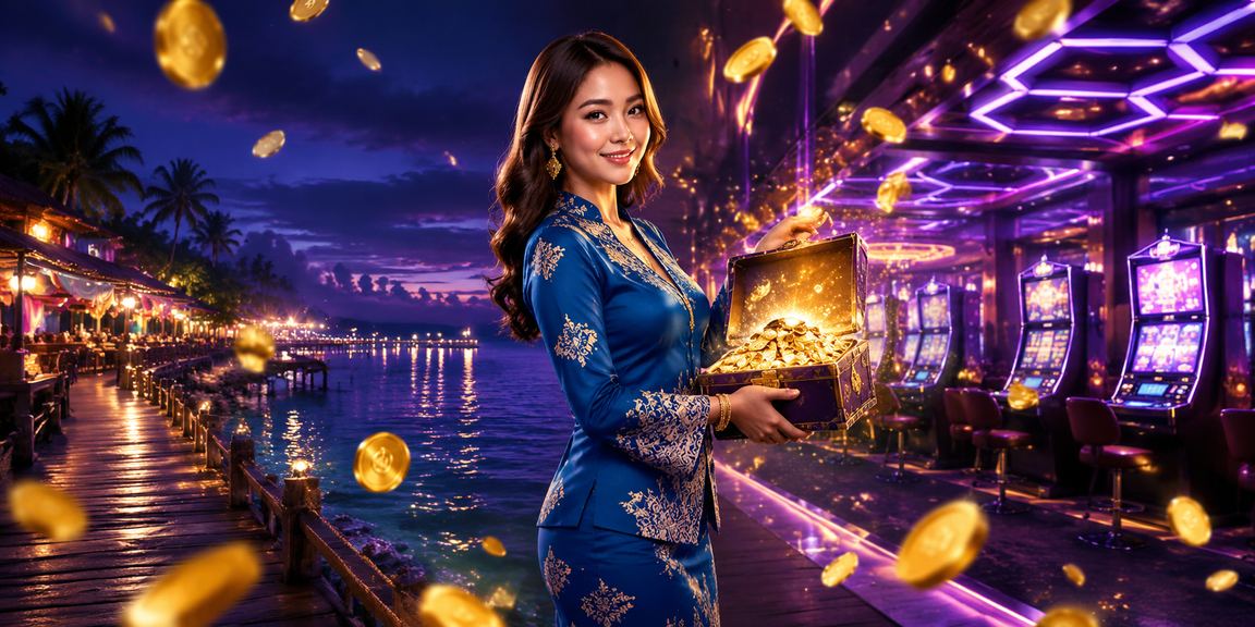Wanita berpakaian baju kurung menikmati permainan kasino hiburan dalam talian di Malaysia