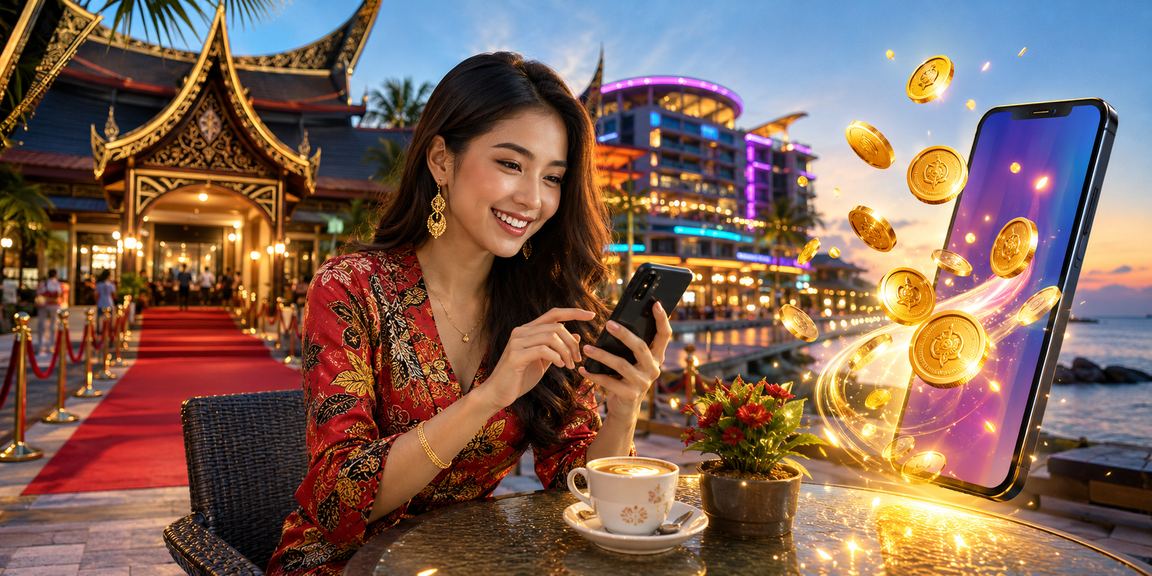 Pengguna di Sarawak membuat deposit dalam talian untuk permainan jackpot melalui peranti mudah alih